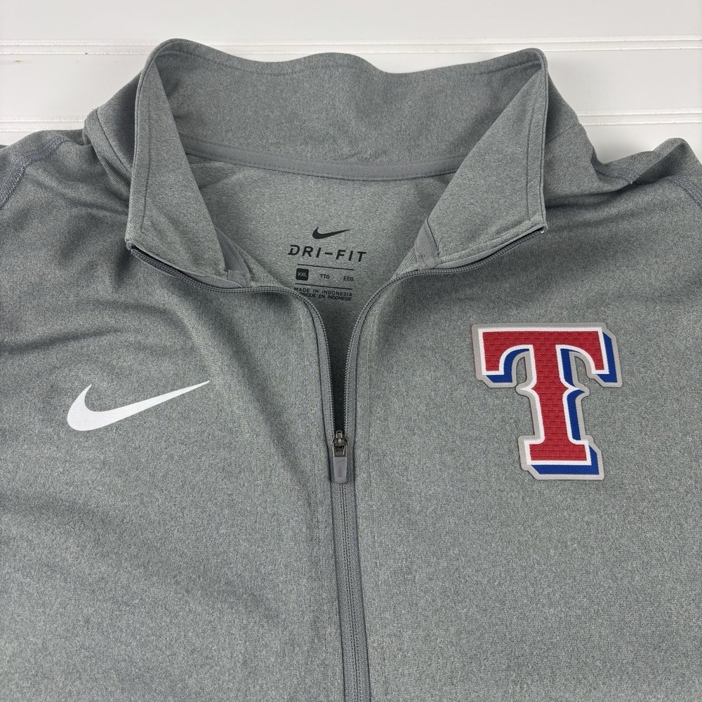 Nike Dri-Fit Texas Rangers 1/4-Zip Pullover Men's XXL Gray‎ Polyester Thumbhole